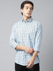 Men Sky Standard Fit Checkered Casual Shirt