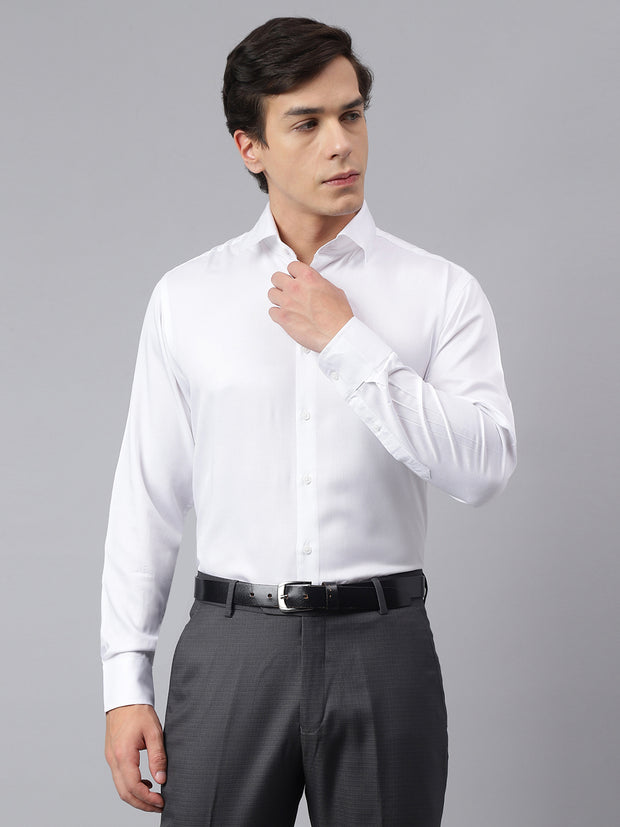 Men White Regular Fit Solid Formal Shirt