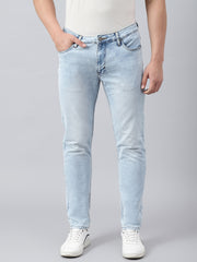 Men Ice Blue Slim Fit Mid Rise Clean Look Strechable Jeans