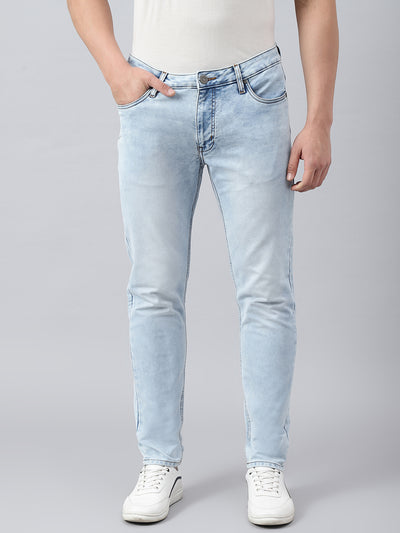 Men Ice Blue Slim Fit Mid Rise Clean Look Strechable Jeans