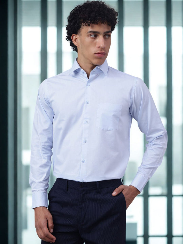 Men Sky Blue Full Sleeve Formal Shirt