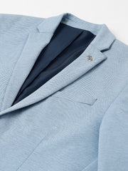 Men Sky Blue Regular Fit Solid Notched Lapel Casual Blazer