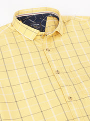 Men Yellow Standard Fit Checkered Casual Shirt