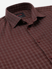 Men Coffee Regular Fit Checkered Formal Shirt
