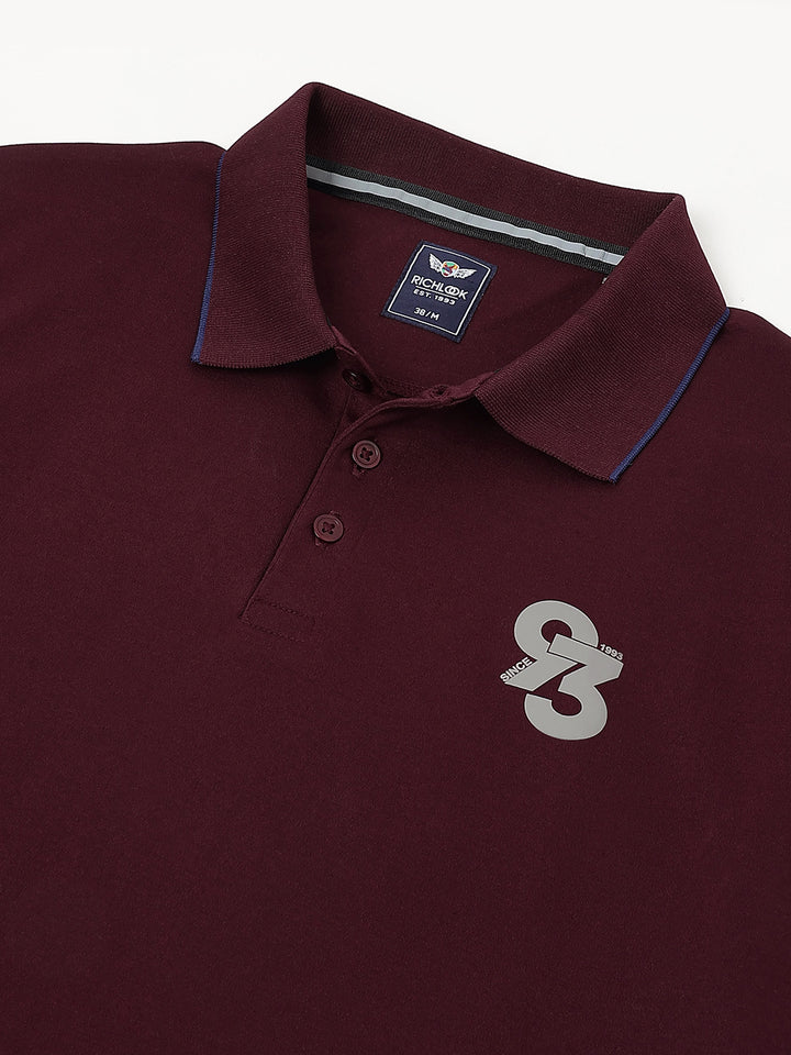 Men Wine Regular Fit Polo Neck t-shirt