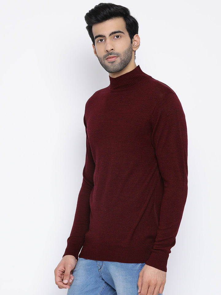 Wine Round Neck Casual Sweater