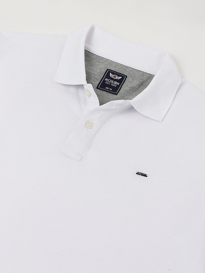 Men White Regular Fit Polo Neck t-shirt