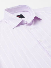 Men Lilac Regular Fit Striped Formal Shirt