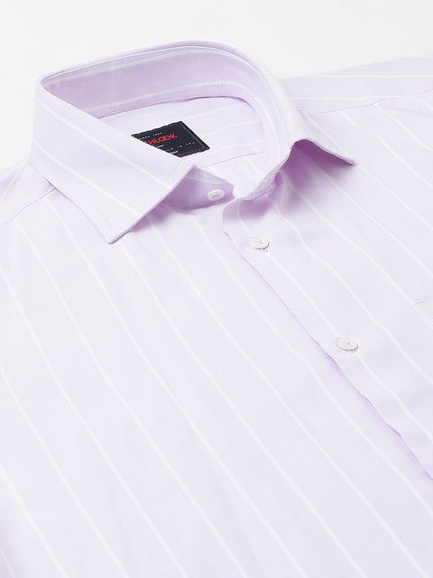Men Lilac Regular Fit Striped Formal Shirt