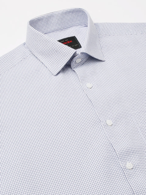 Men White Regular Fit Checkered Formal Shirt