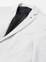 Men Off White Regular Fit Solid Notched Lapel Casual Blazer