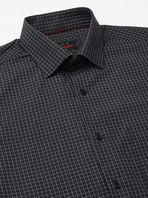 Men Black Regular Fit Checkered Formal Shirt