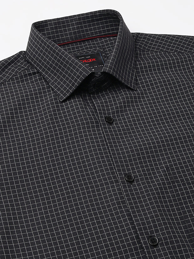 Men Black Regular Fit Checkered Formal Shirt