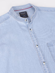 Men Ice Blue Standard Fit Solid Casual Shirt