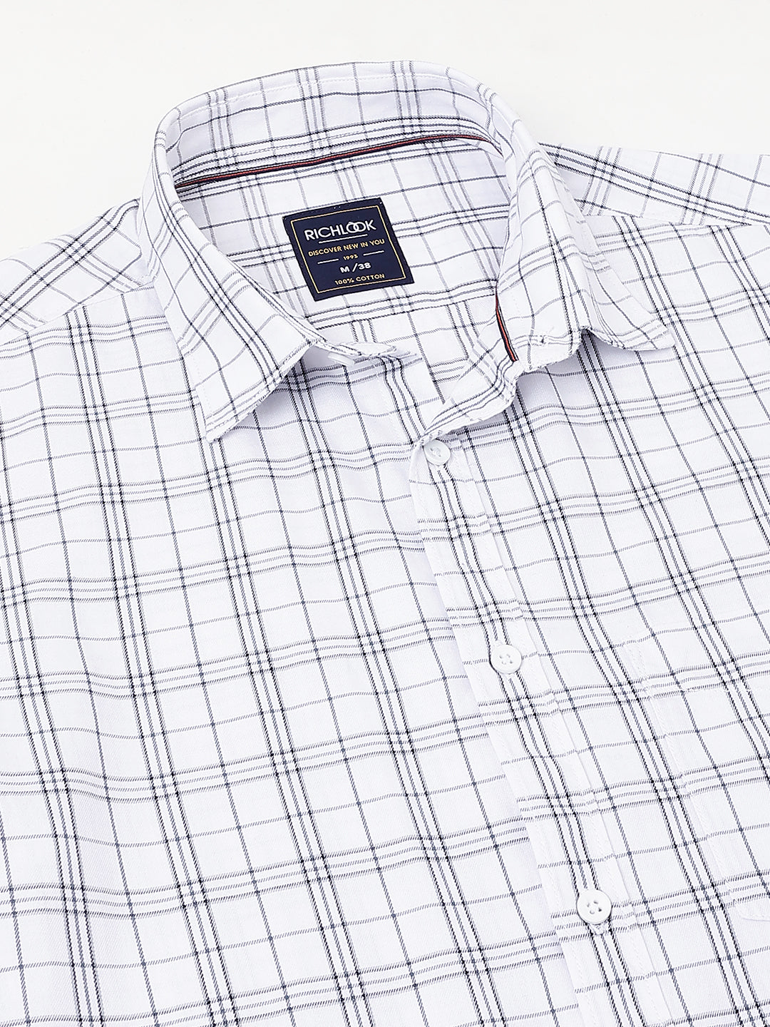 Men White Check Casual Shirt Simple Smart Stylish