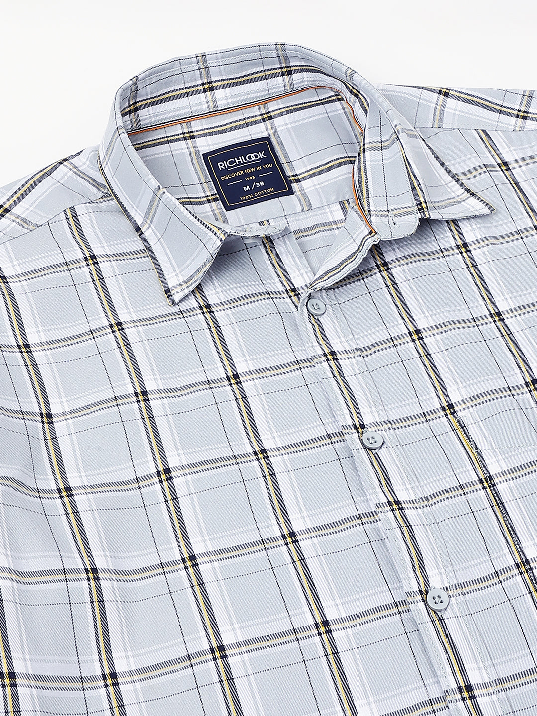 Men Light Grey Check Casual Shirt Effortless Style Everyday Comfort