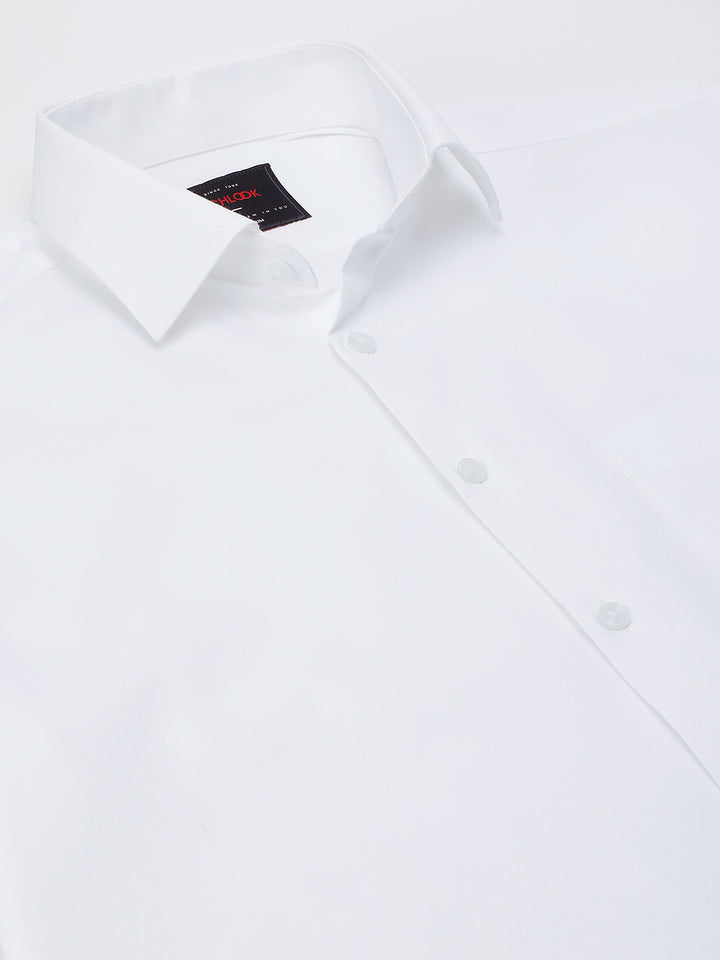 Men White Regular Fit Solid Formal Shirt