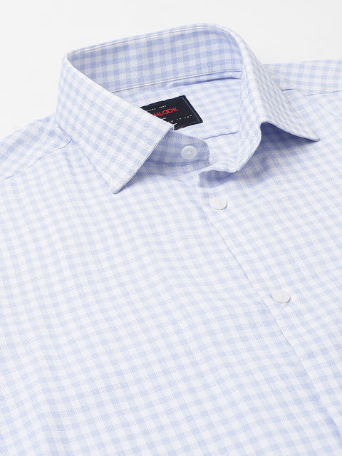 Men Sky Regular Fit Checkered Formal Shirt
