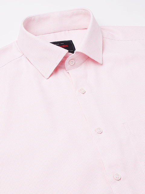 Men Pink Regular Fit Checkered Formal Shirt