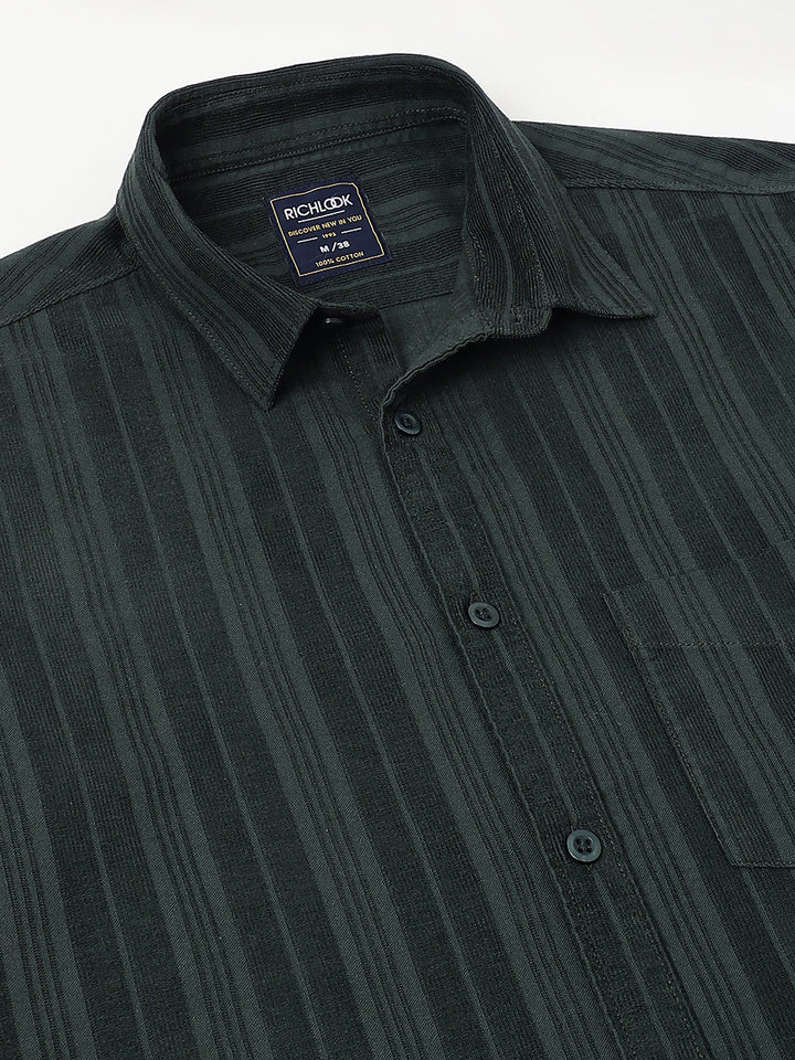 Men Bottle Green Casual Shirt Rich Tone Ultimate Comfort