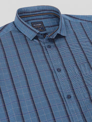 Men Blue Standard Fit Checkered Casual Shirt