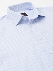Men Sky Regular Fit Checkered Formal Shirt