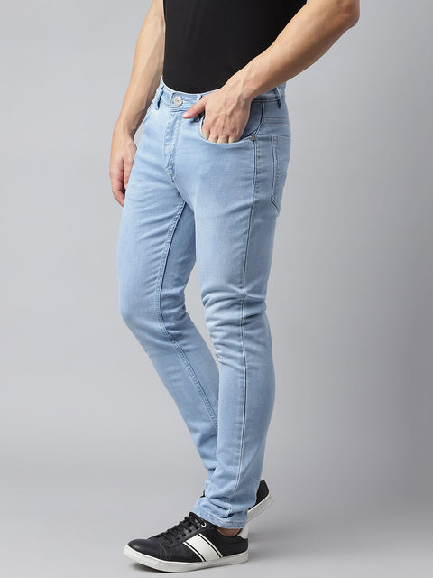 Men Ice Blue Slim Fit Mid Rise Clean Look Strechable Jeans