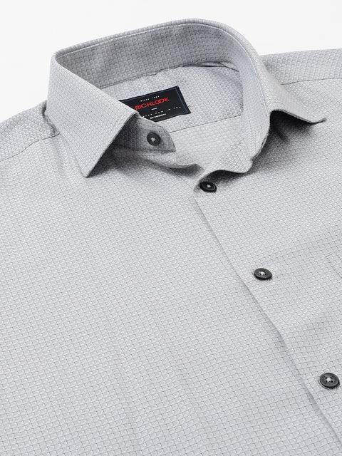 Men Grey Regular Fit Checkered Formal Shirt