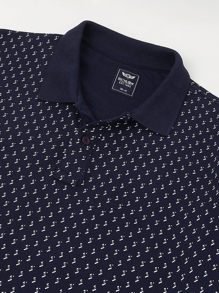 Men Navy Regular Fit Polo Neck t-shirt