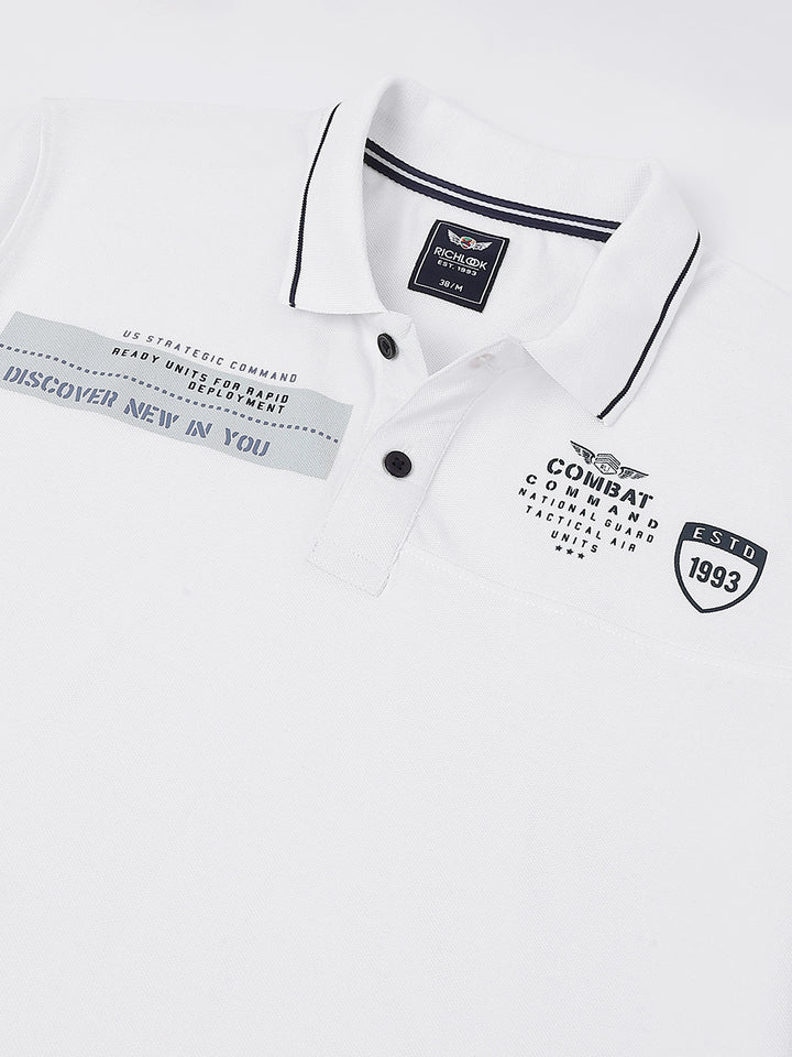 Men Off White Regular Fit Polo Neck t-shirt