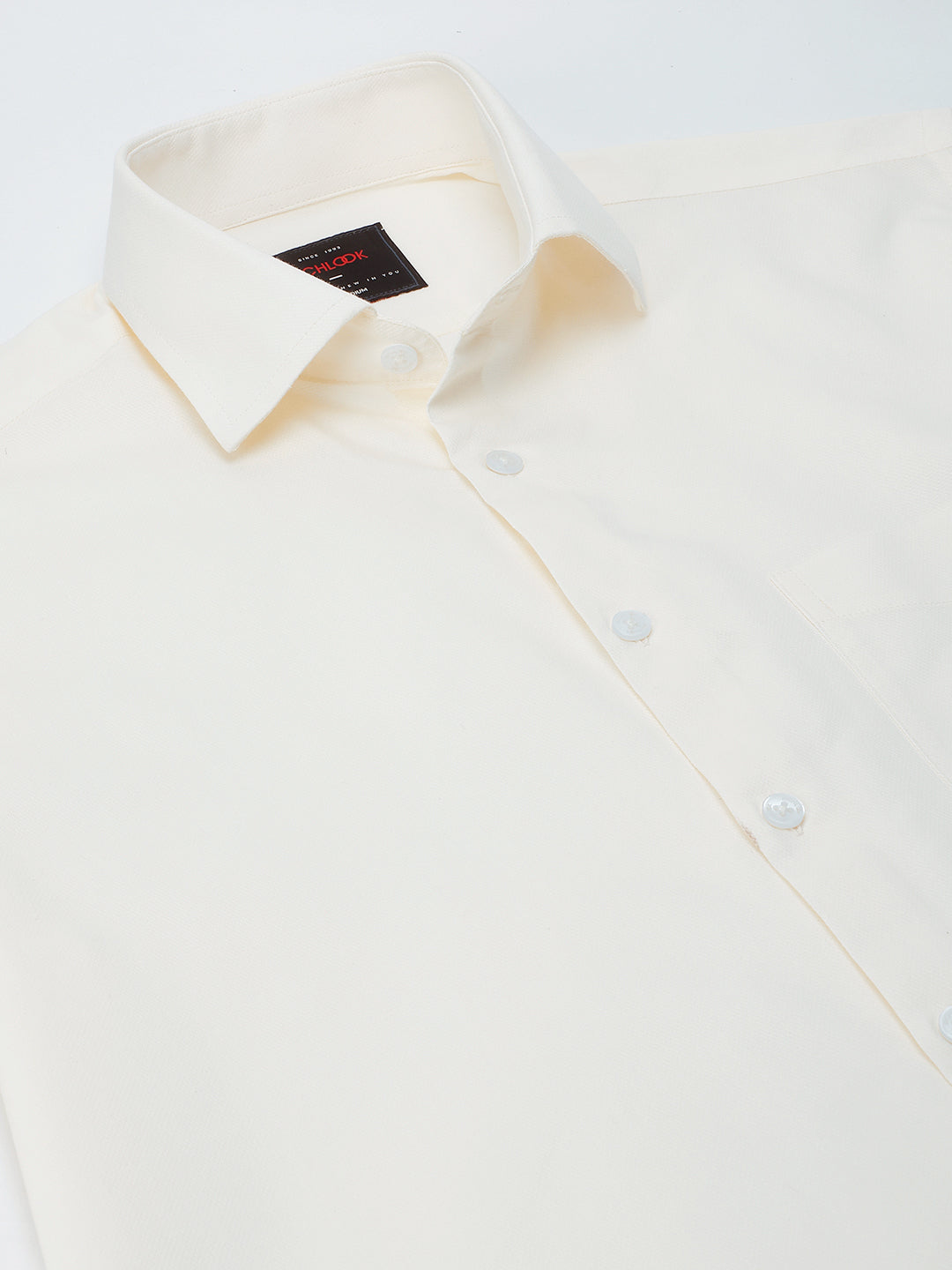 Men Cream Regular Fit Solid Formal Shirt
