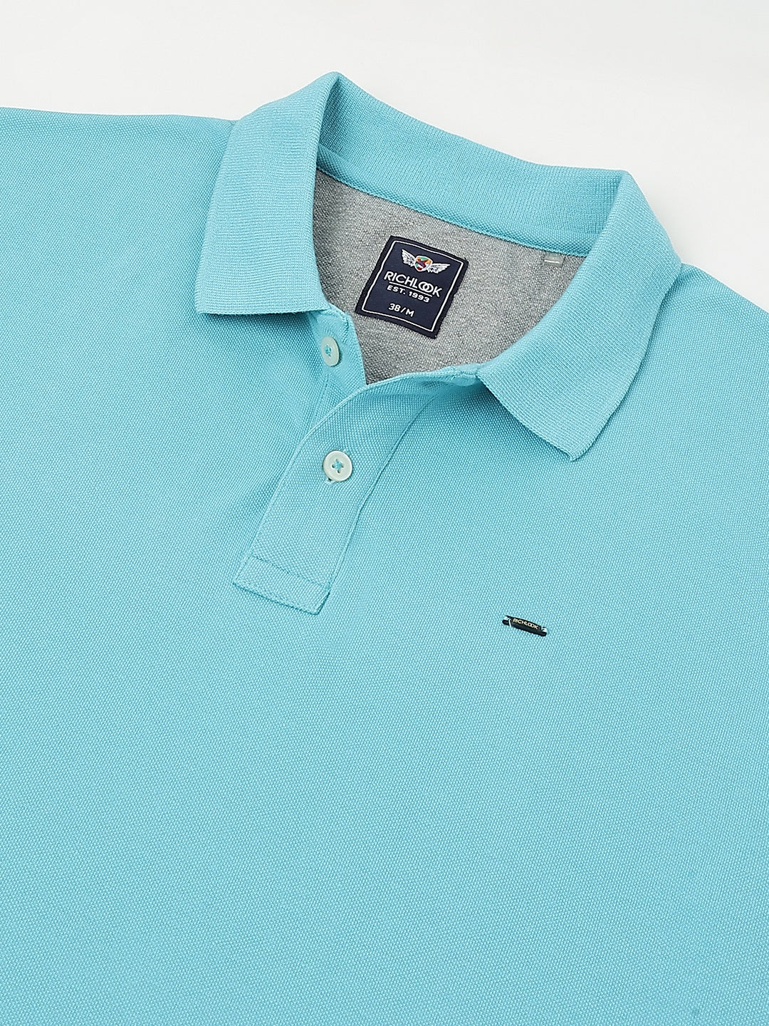 Men Sea Green Regular Fit Polo Neck t-shirt