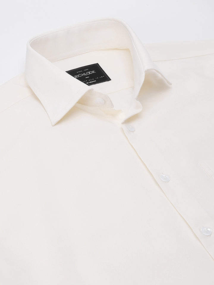 Men Cream Full Sleeve Formal Shirt