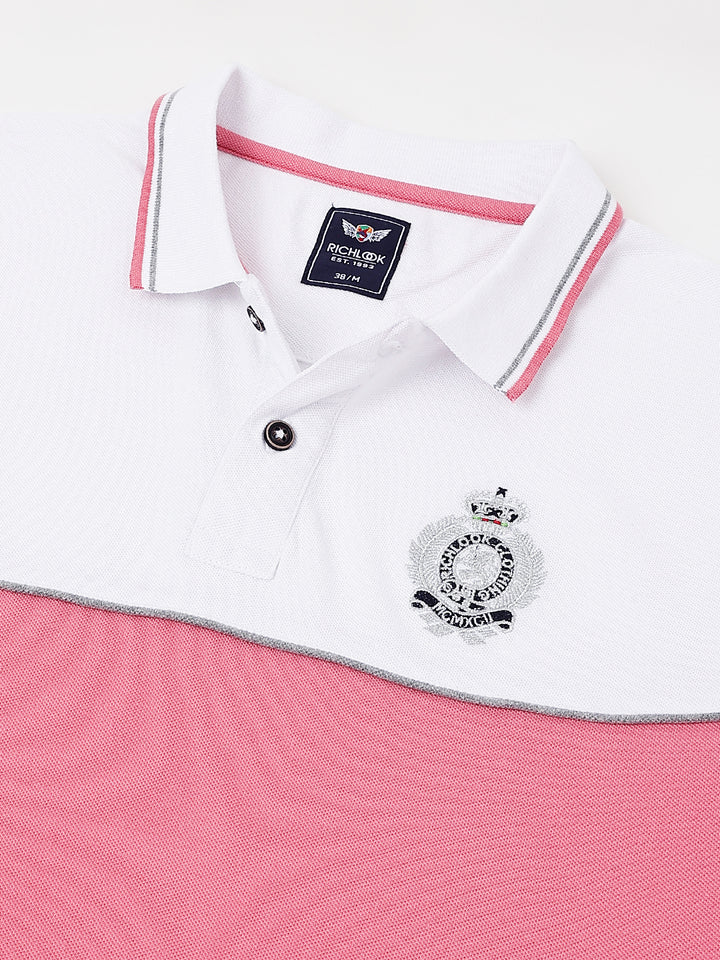 Men Pink Regular Fit Polo Neck t-shirt