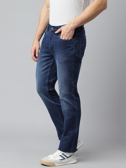 Men Blue Slim Fit Mid Rise Clean Look Strechable Jeans