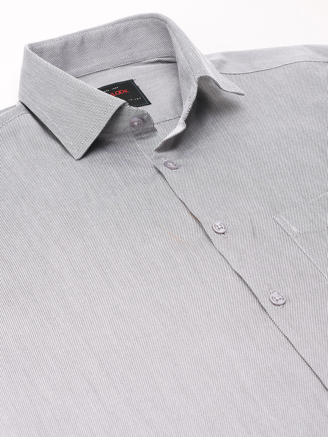Men Grey Regular Fit Solid Formal Shirt