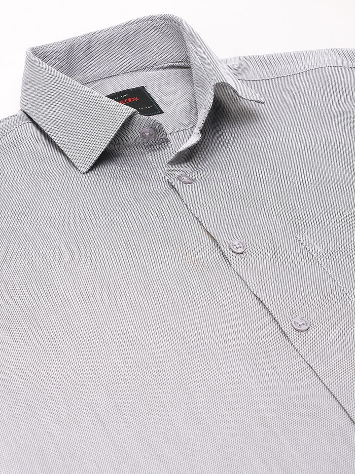 Men Grey Regular Fit Solid Formal Shirt