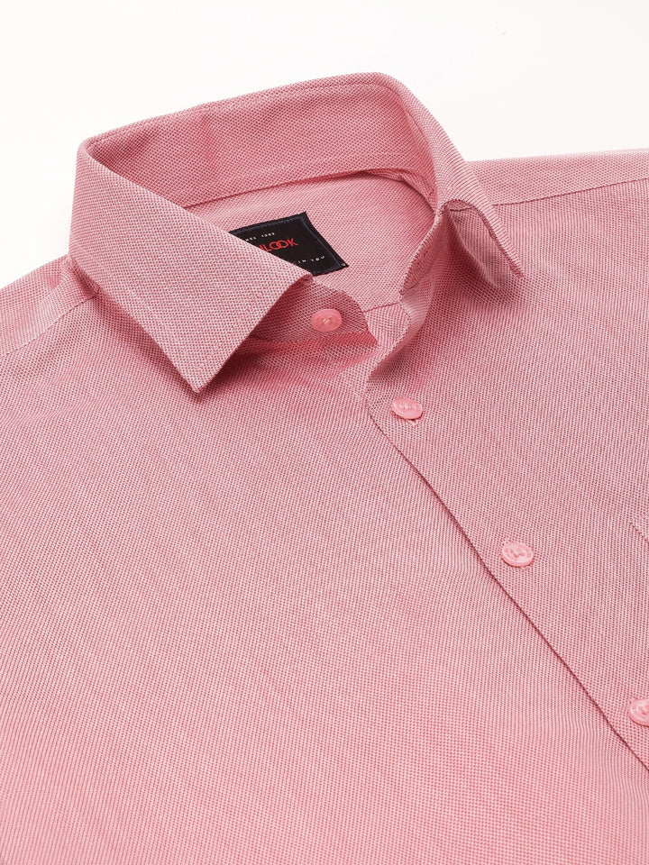 Men Red Regular Fit Solid Formal Shirt