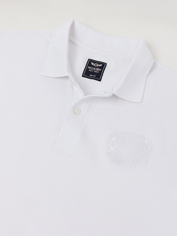 Men White Regular Fit Polo Neck t-shirt