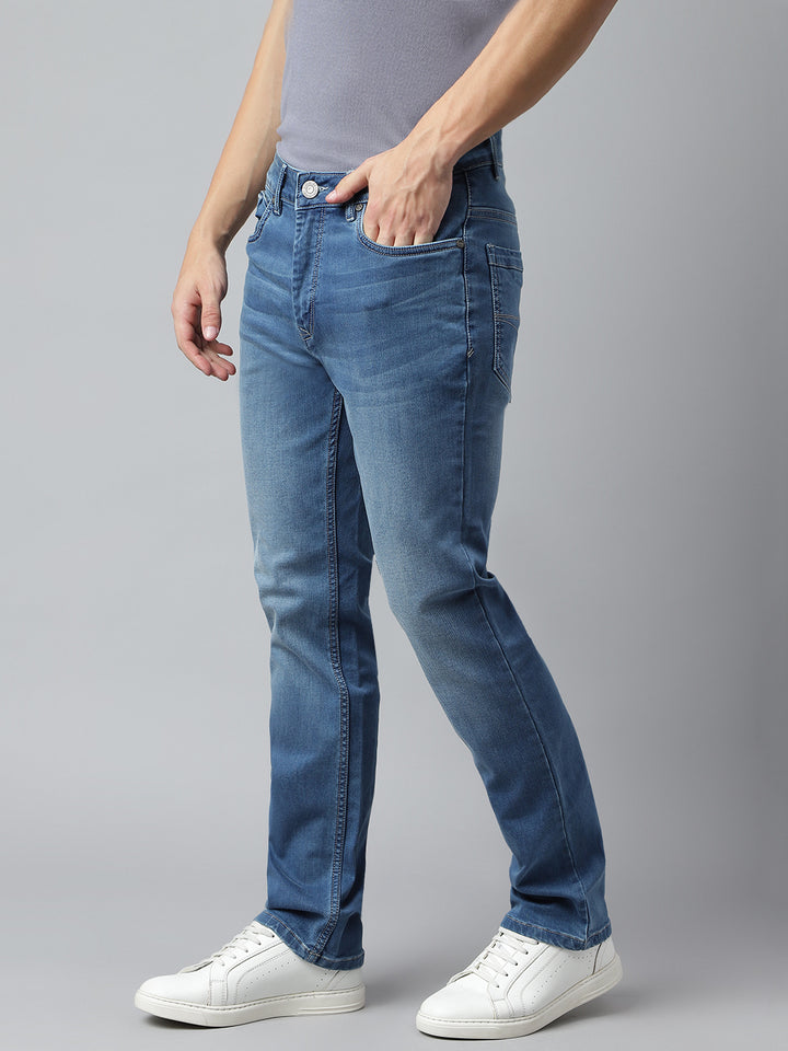 Men Ice Blue Slim Fit Mid Rise Clean Look Stretchable Jeans