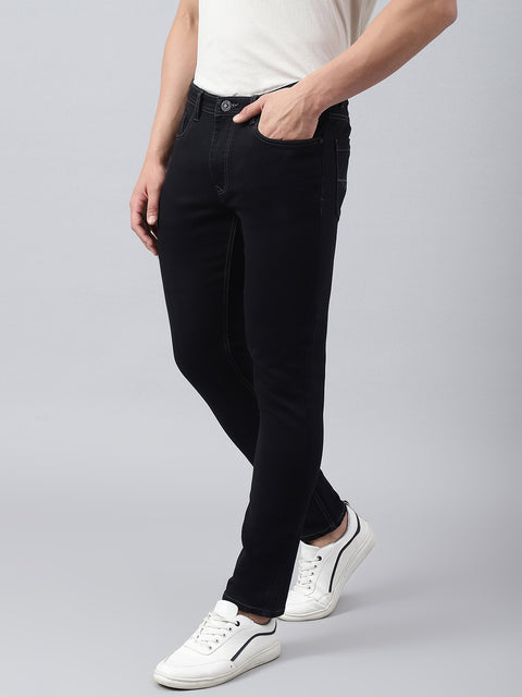 Men Black Slim Fit Mid Rise Clean Look Strechable Jeans