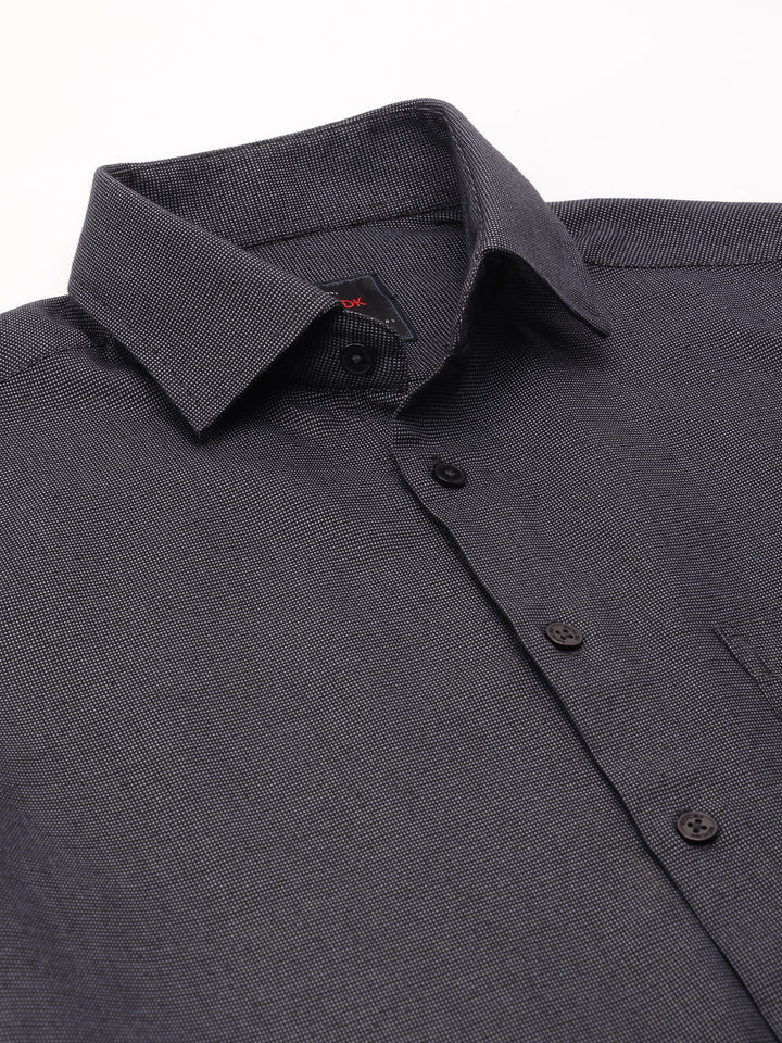 Men Dark Grey Full Sleeve Formal Shirt