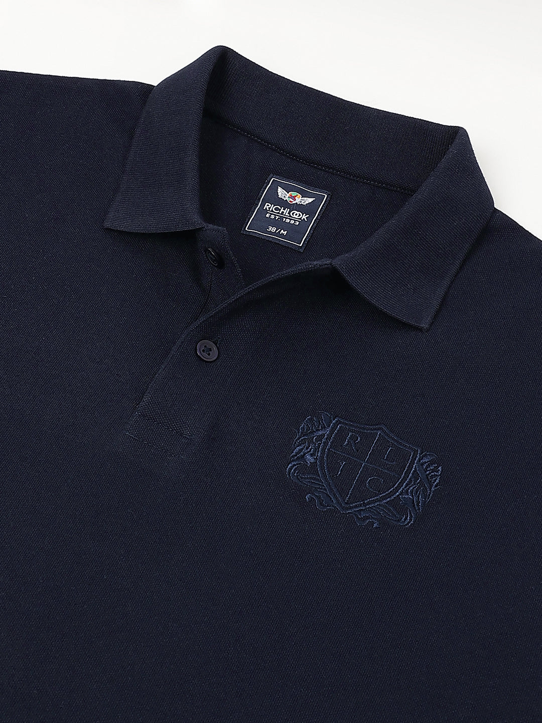Men Navy Regular Fit Polo Neck t-shirt