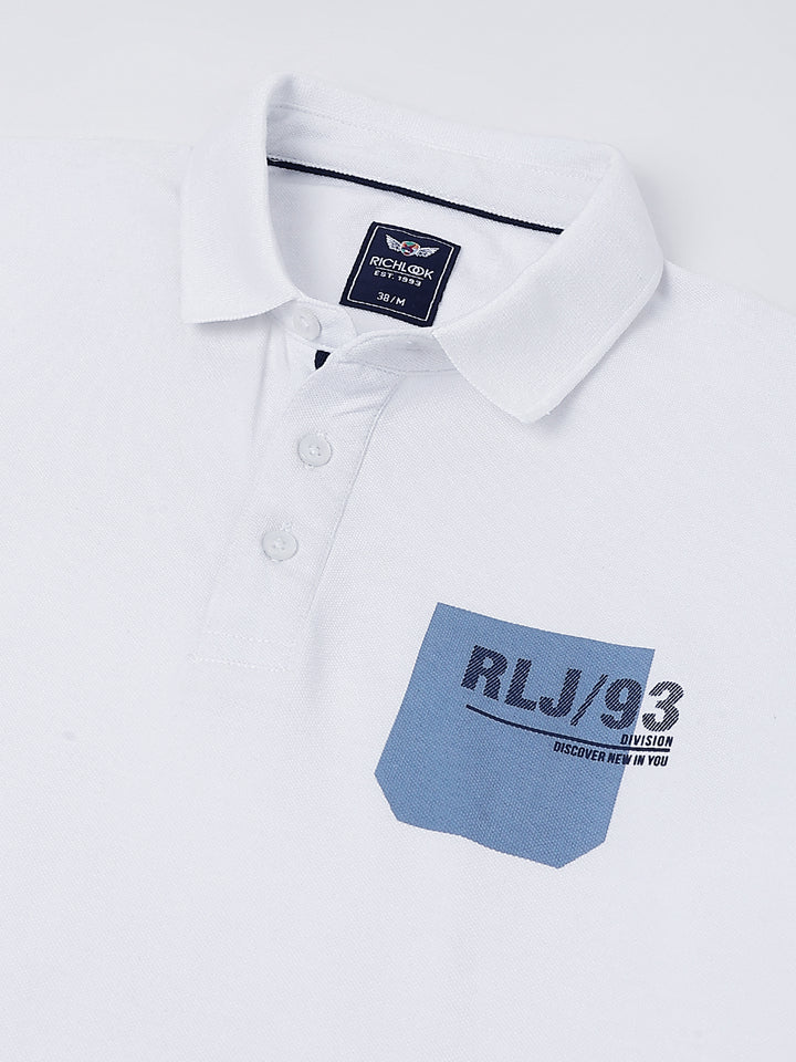 Men White Regular Fit Polo Neck t-shirt