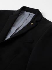 Men Black Regular Fit Solid Notched Lapel Casual Blazer