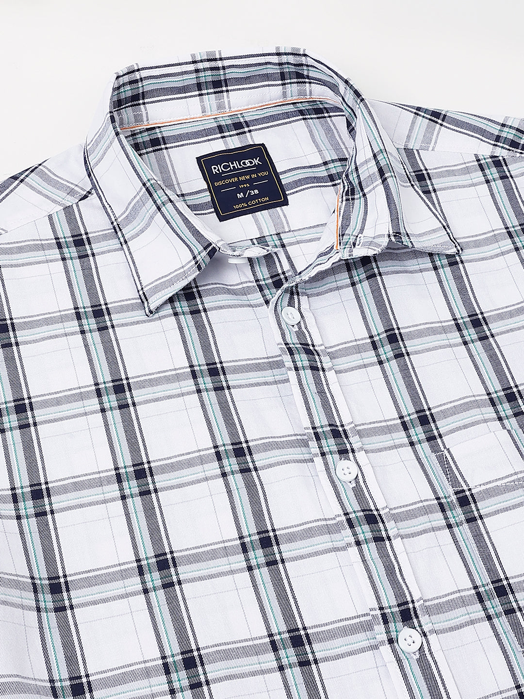 Men White Check Casual Shirt Fresh Look Easy Comfort