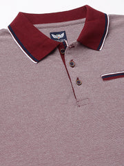 Men Wine Regular Fit Solid Polo Neck Casual T-Shirt