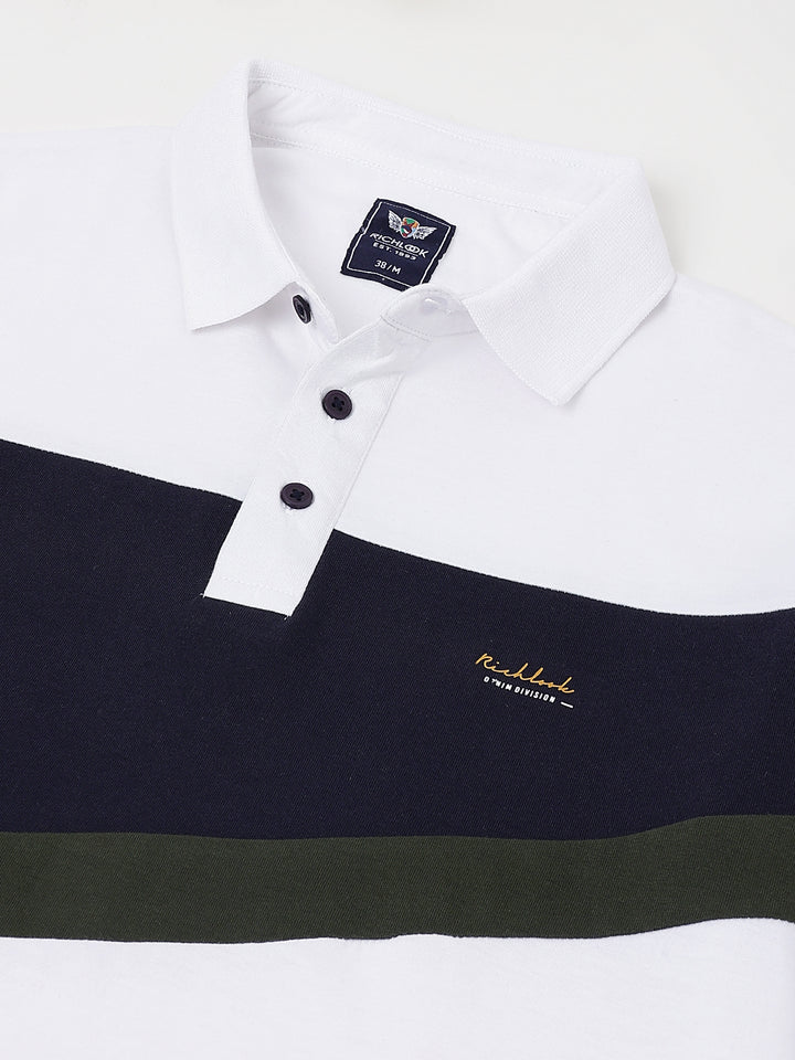 Men White Regular Fit Polo Neck t-shirt