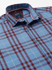 Men Blue Standard Fit Checkered Casual Shirt