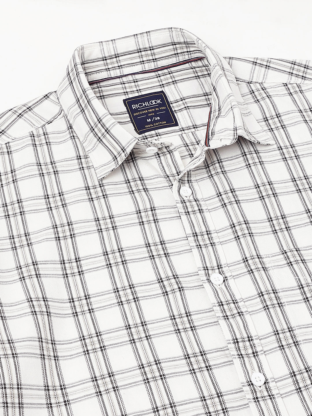 Men Off-White Check Casual Shirt Clean Look Ultimate Comfort
